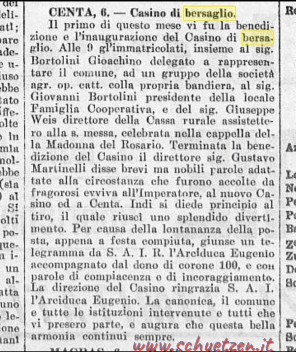 Inaugurazione del Casino di Tiro – Schützen di Centa